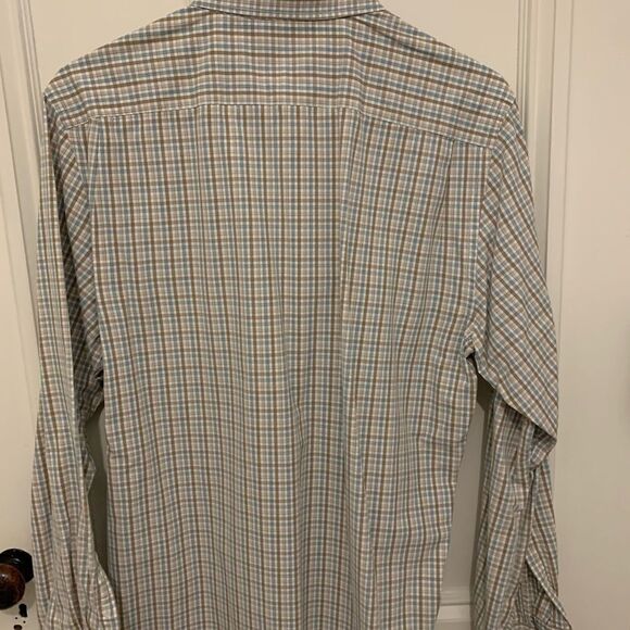Brown/teal plaid Button down shirt large - Picture 3 of 3